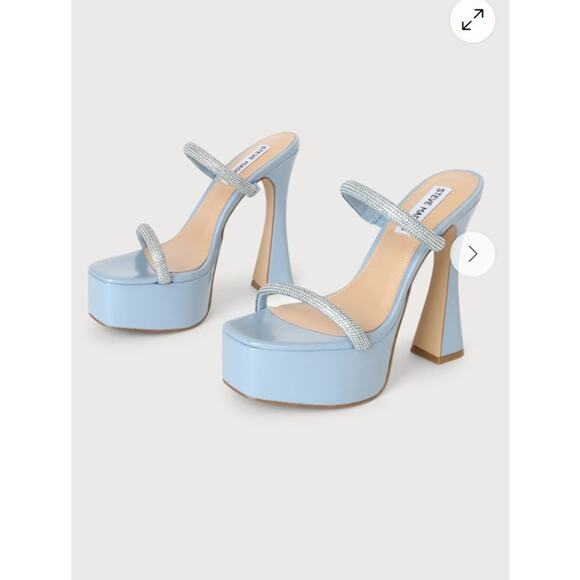 Zayne-R Blue Rhinestone Platform High Heel Slide Sandals sz 8M - Picture 2 of 5